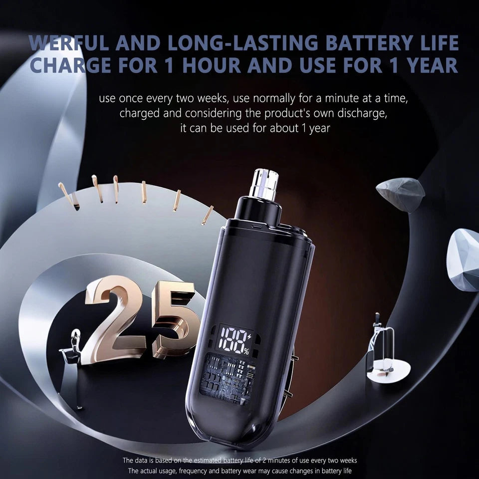 Portable Painless Electric Nose and Ear Hair Clippers with Digital Display